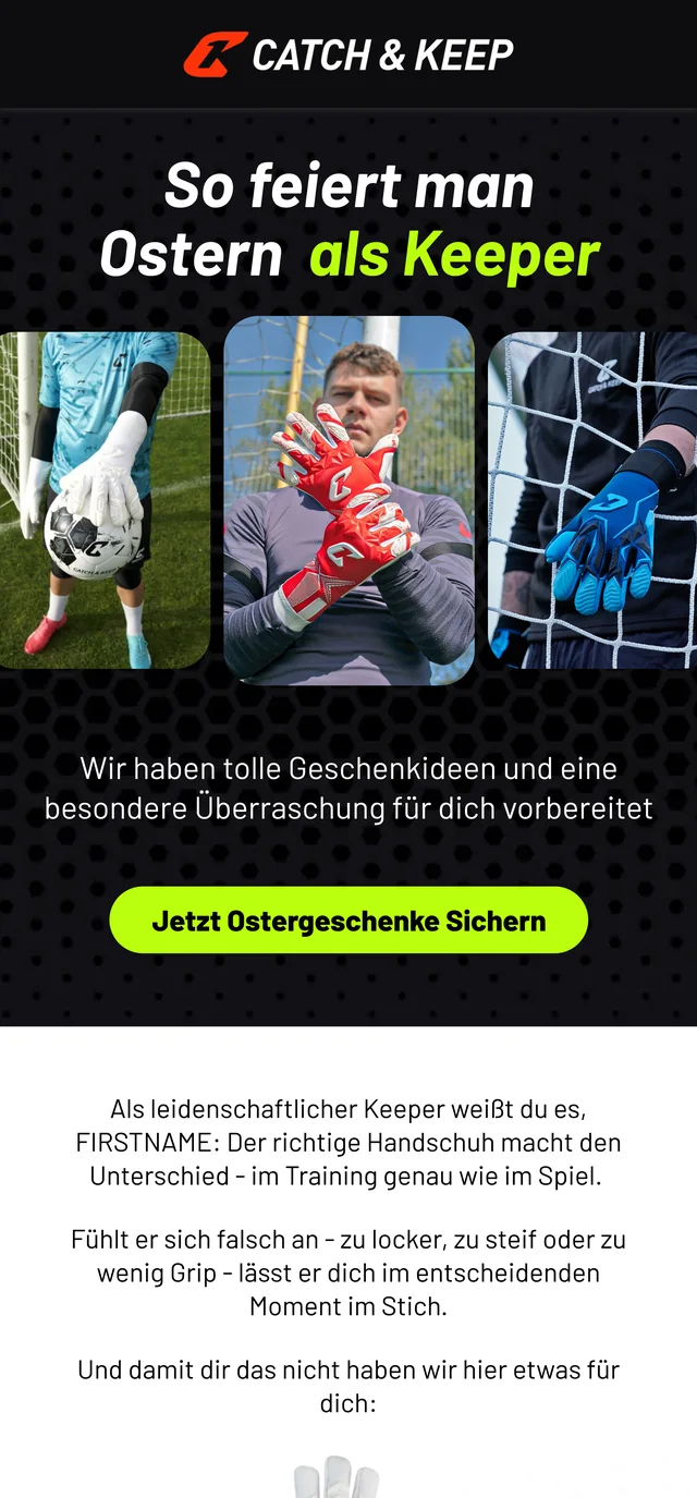 German Catch and Keep Easter email produced by Ecom Mails