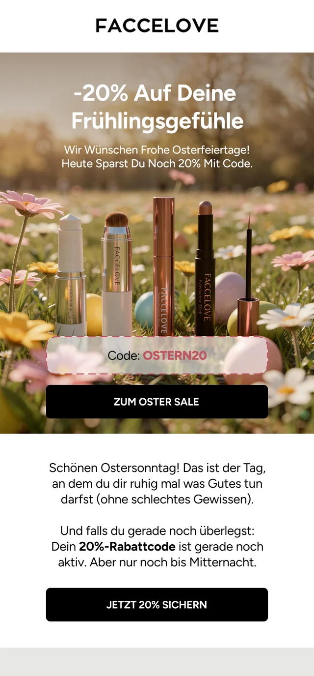 German Facelove Easter email produced by Ecom Mails