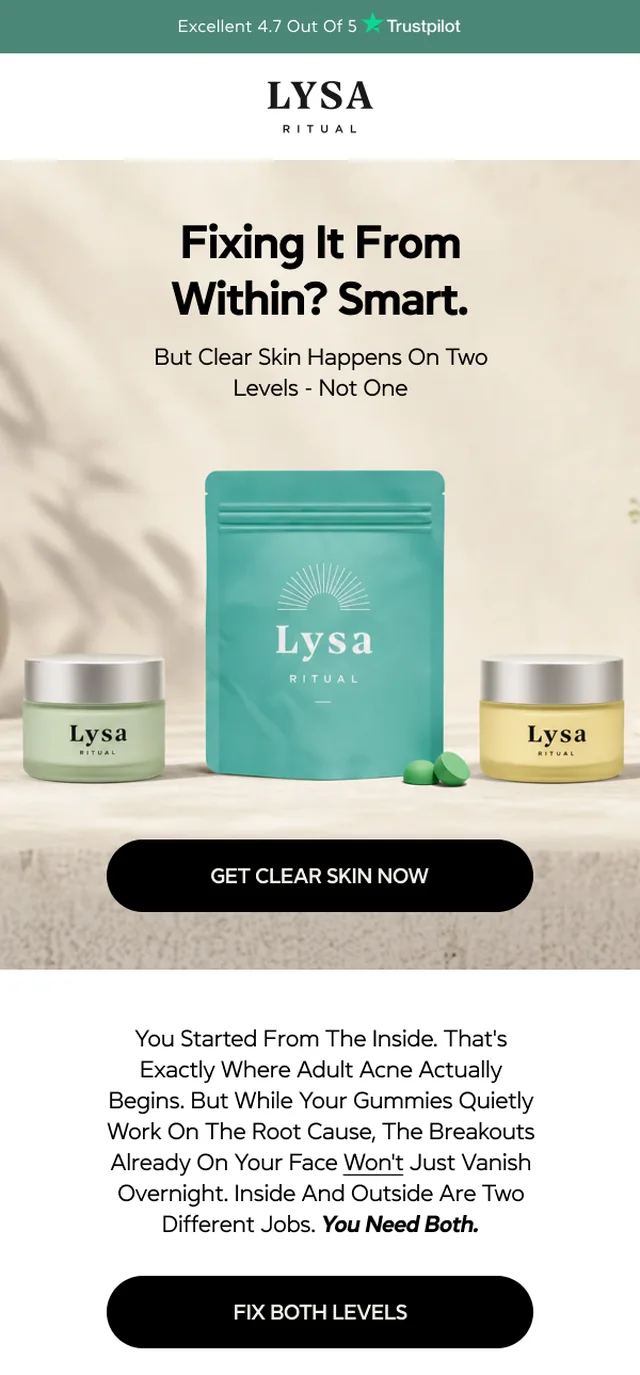 Lysa Ritual cross-sell email produced by Ecom Mails